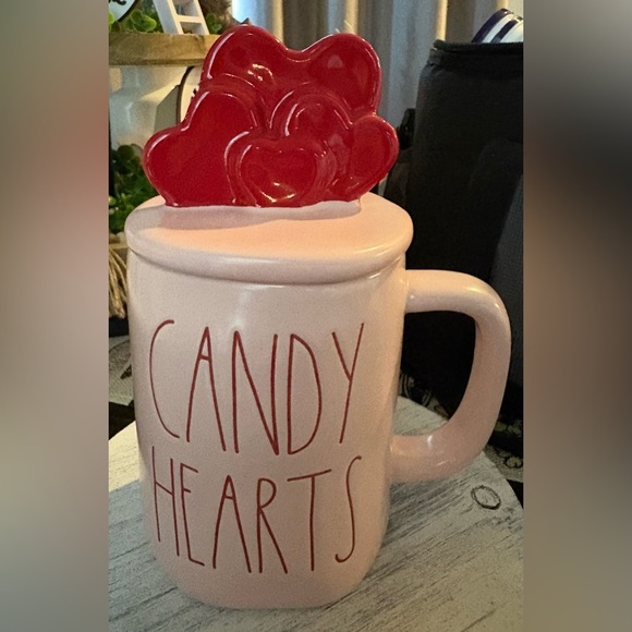 Rae Dunn Other - Rae Dunn Pink Mug with Red Heart Lid